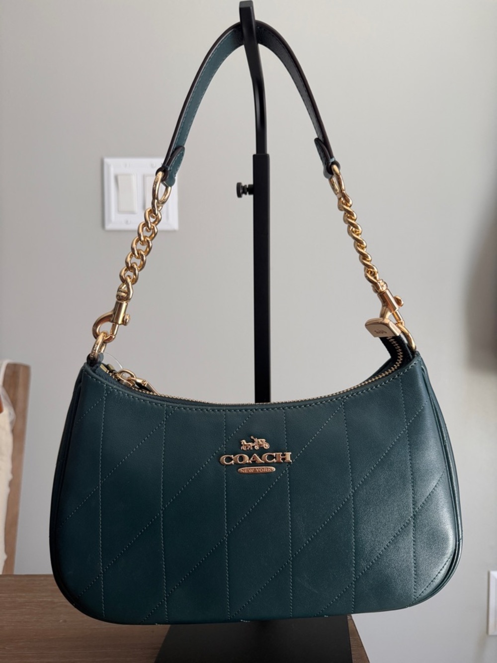 Coach Teri Quilted Shoulder Bag in Dark Teal